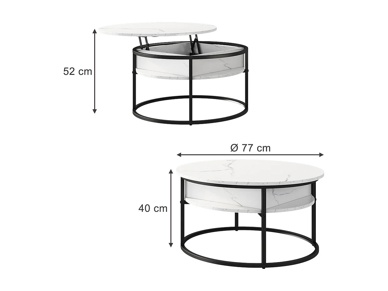 Coffee table white marble 77x77x52 marlo