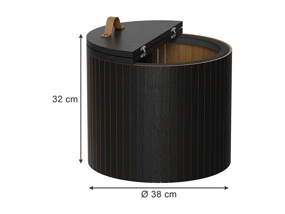 Couchtisch eiche/schwarz 38x38x32 tavilo