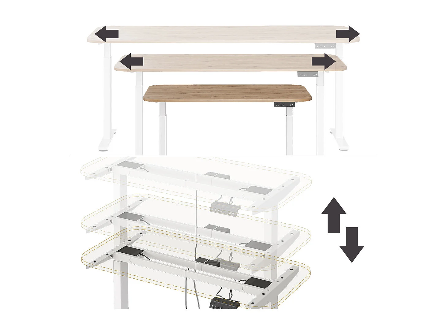 Bureau blanc/artisan 120x60x120 elevate