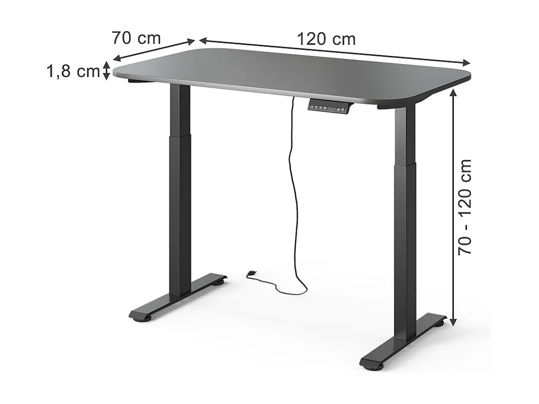 Bureau noir/anthracite 120x70x120 elevate