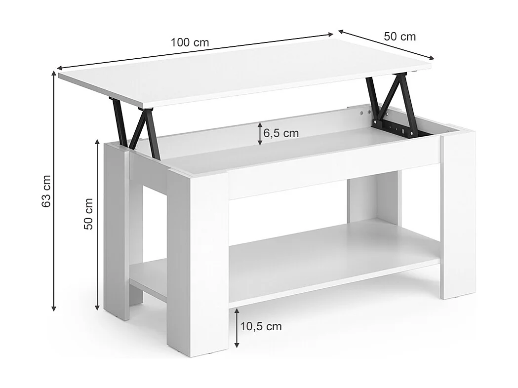 Coffee table white 100x50x50 lorenz