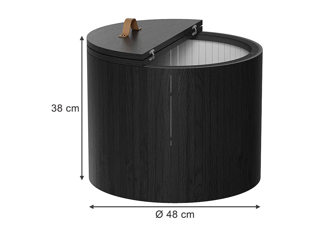 Coffee table oak/black 48x48x38 tavilo