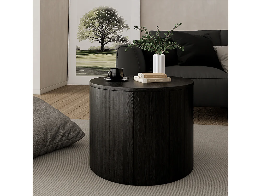 Coffee table oak/black 48x48x38 tavilo