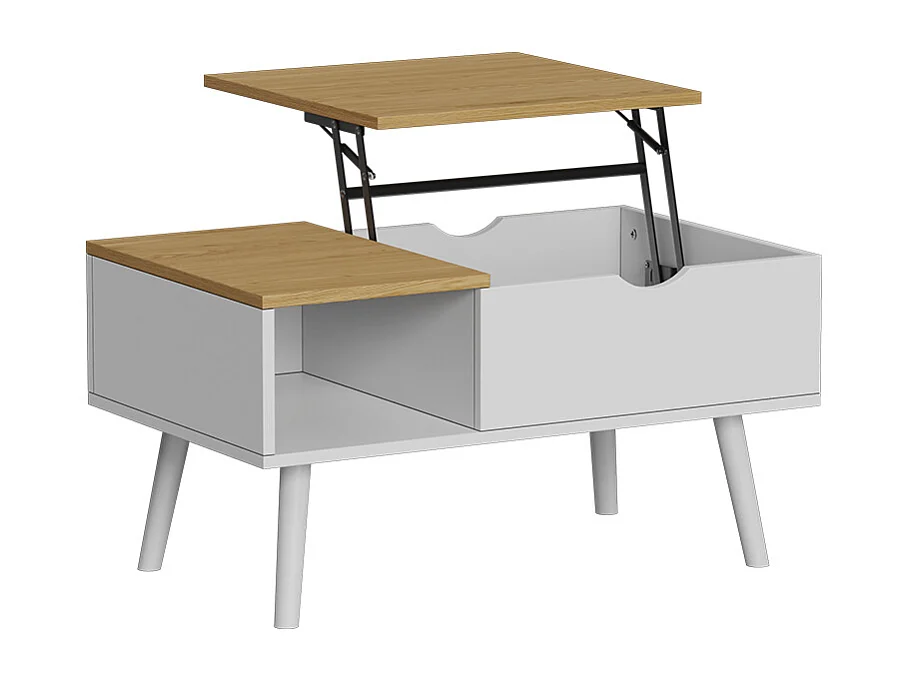 Couchtisch weiß/eiche 76x45x40 stora