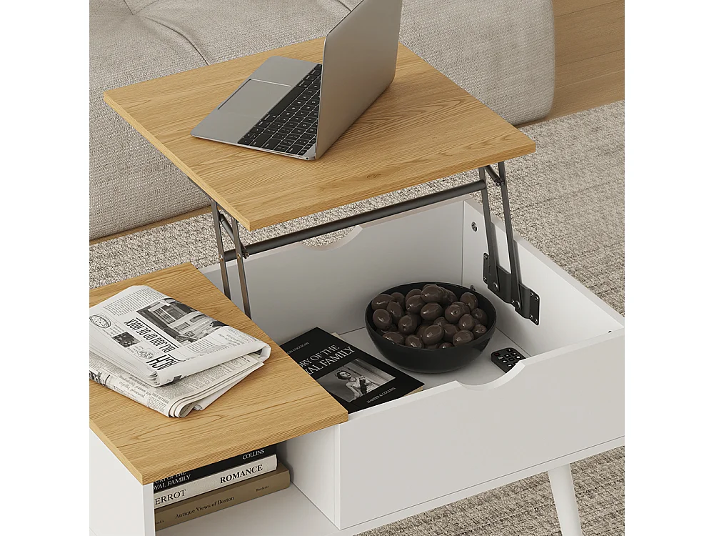 Couchtisch weiß/eiche 76x45x40 stora