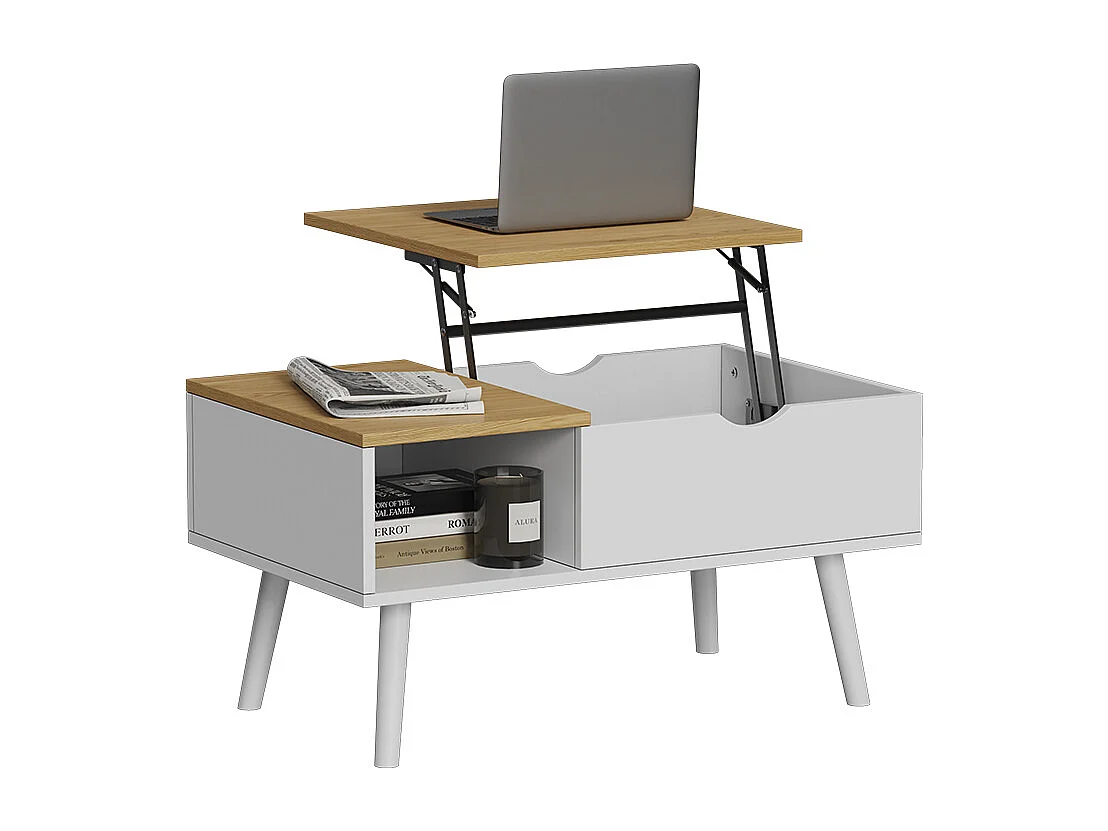 Couchtisch weiß/eiche 76x45x40 stora