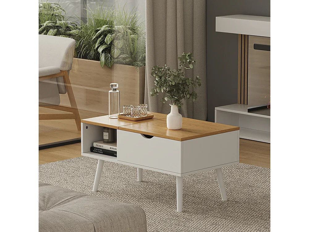 Coffee table white/oak 76x45x40 stora