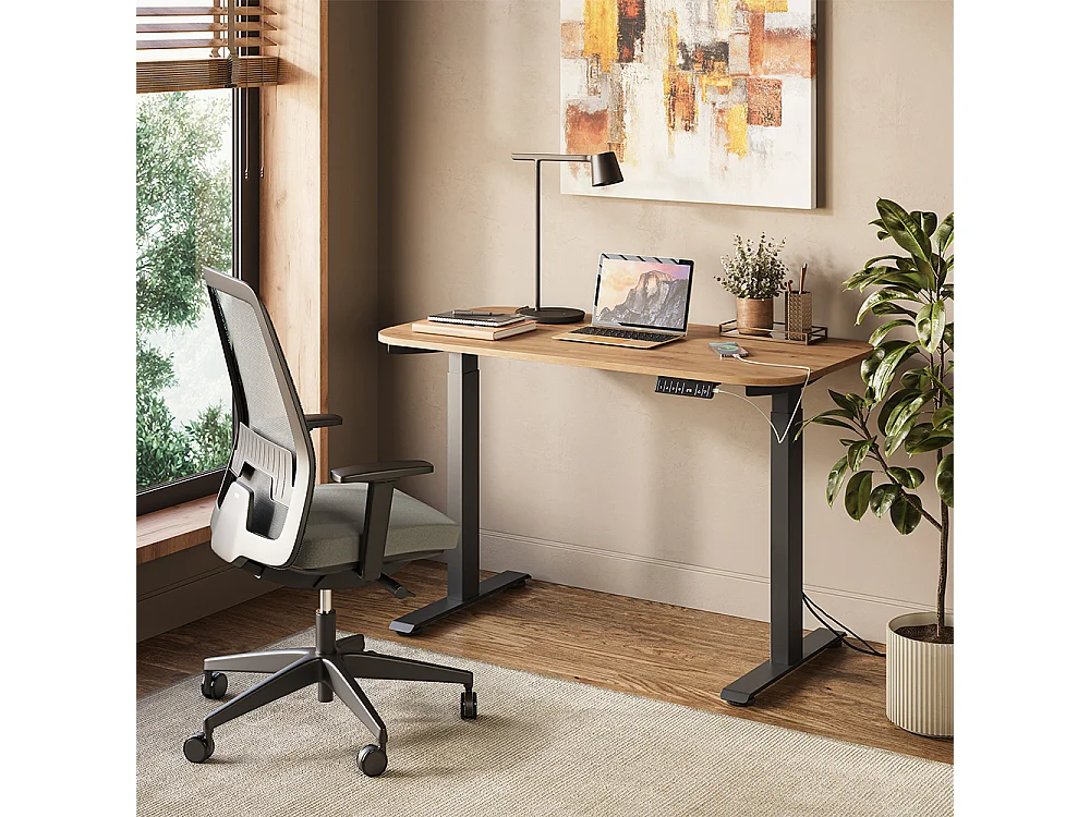 höhenverstellbarer elektrischer Schreibtisch schwarz/artisan 120x60x120 elevate