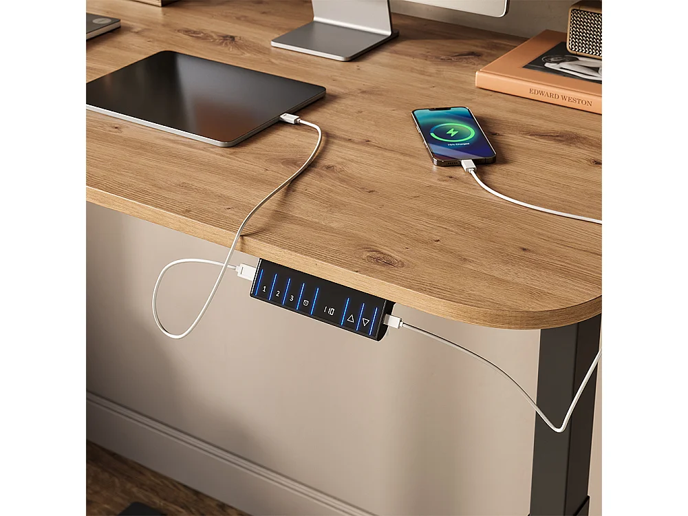 höhenverstellbarer elektrischer Schreibtisch schwarz/artisan 120x60x120 elevate