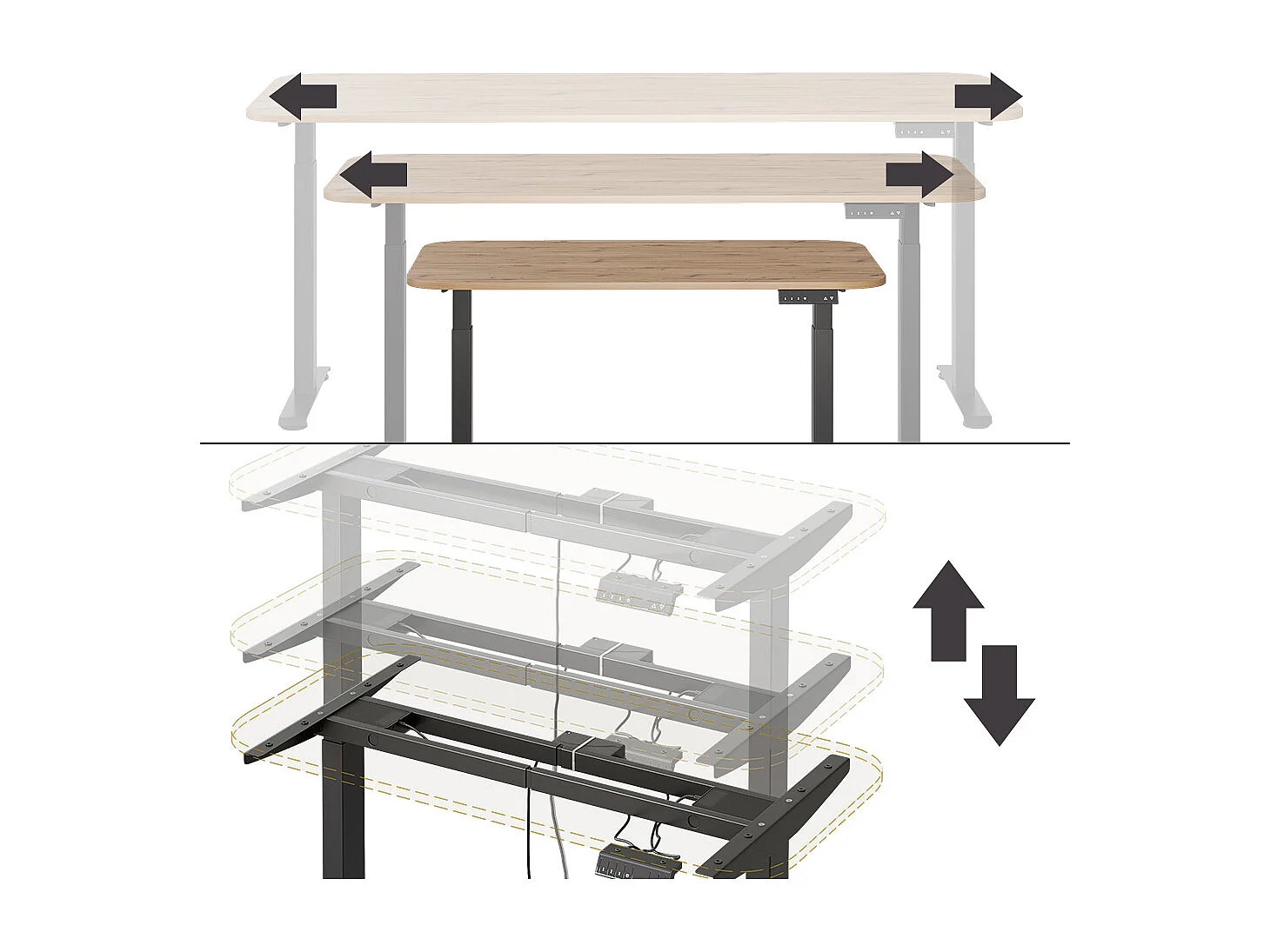 höhenverstellbarer elektrischer Schreibtisch schwarz/artisan 120x60x120 elevate