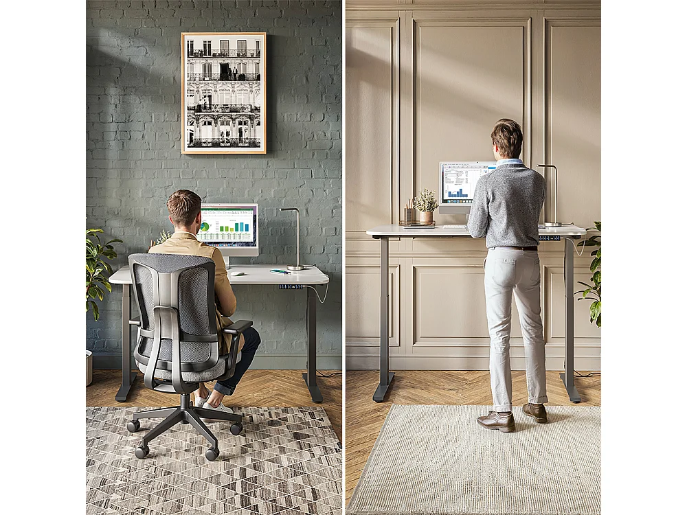 höhenverstellbarer elektrischer Schreibtisch schwarz/artisan 120x60x120 elevate