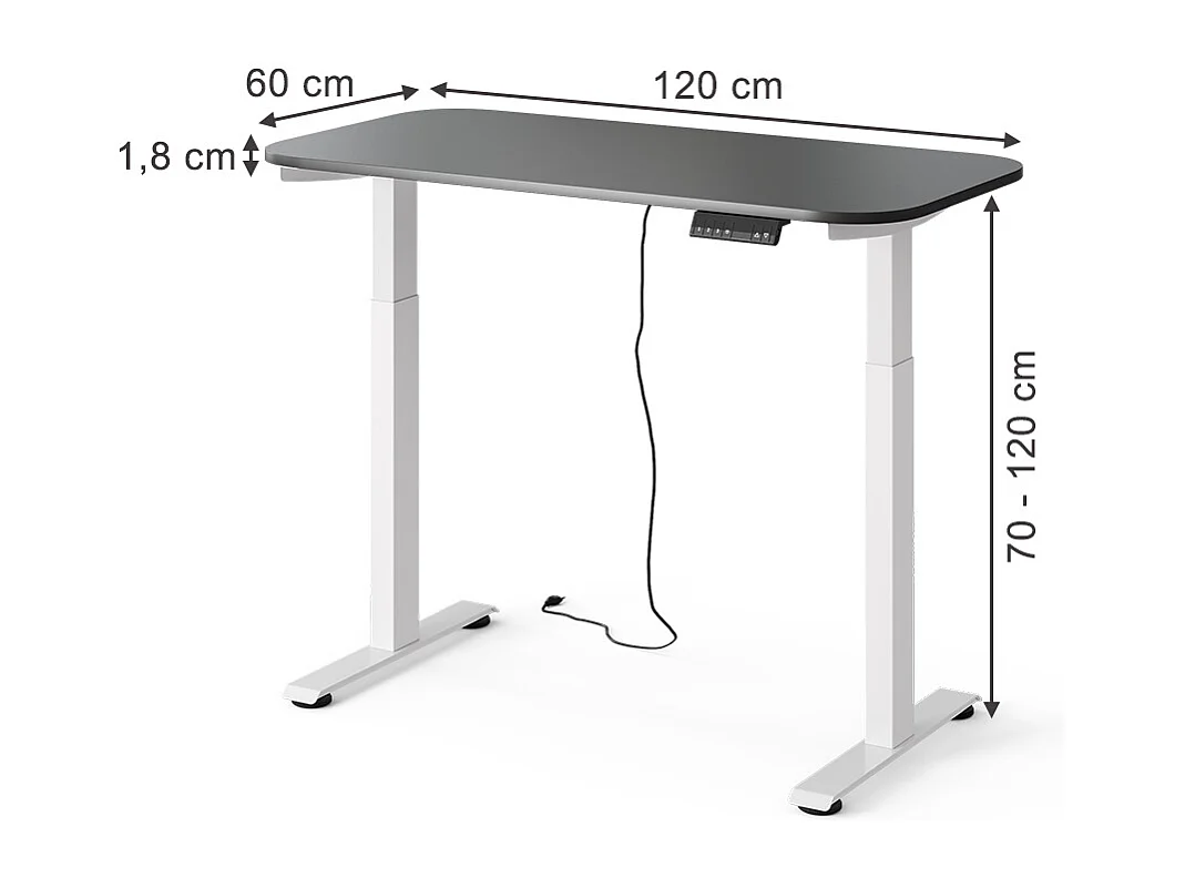 Scrivania bianco/antracite 120x60x120 elevate