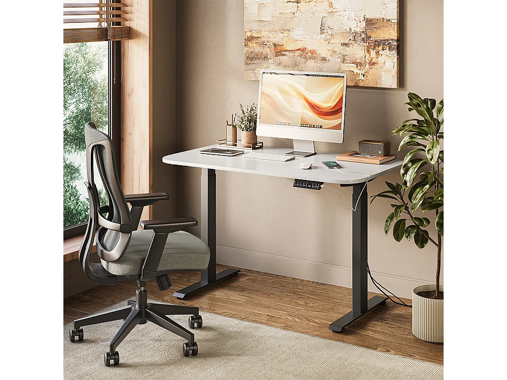höhenverstellbarer elektrischer Schreibtisch schwarz/weiß 120x70x120 elevate