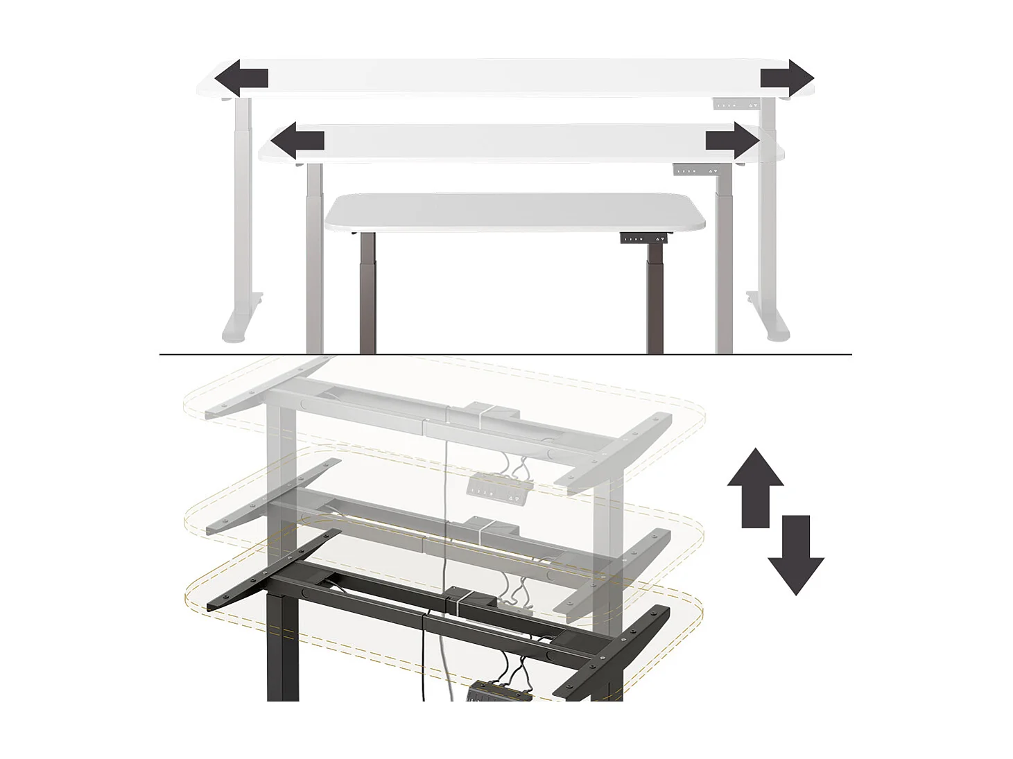 höhenverstellbarer elektrischer Schreibtisch schwarz/weiß 120x70x120 elevate