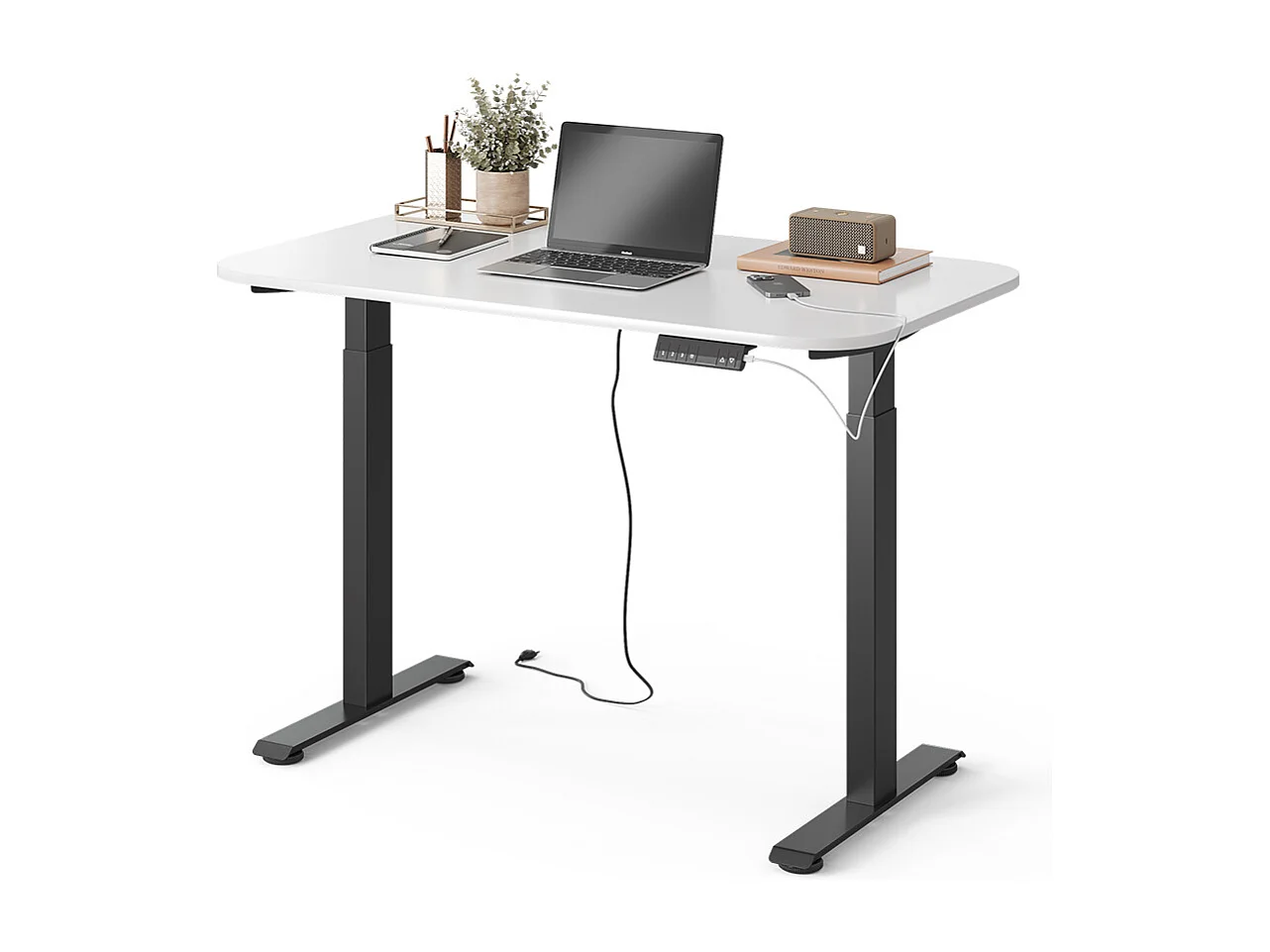 höhenverstellbarer elektrischer Schreibtisch schwarz/weiß 120x70x120 elevate