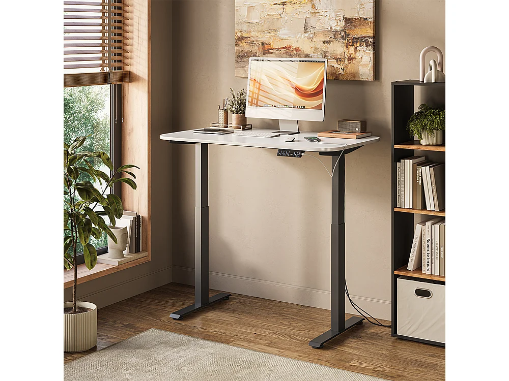 höhenverstellbarer elektrischer Schreibtisch schwarz/weiß 120x70x120 elevate