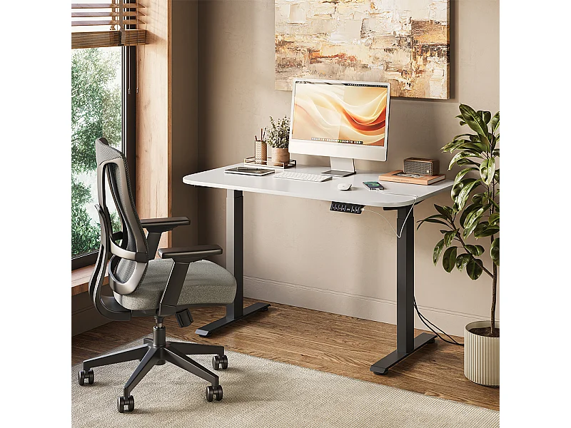 höhenverstellbarer elektrischer Schreibtisch schwarz/weiß 120x70x120 elevate