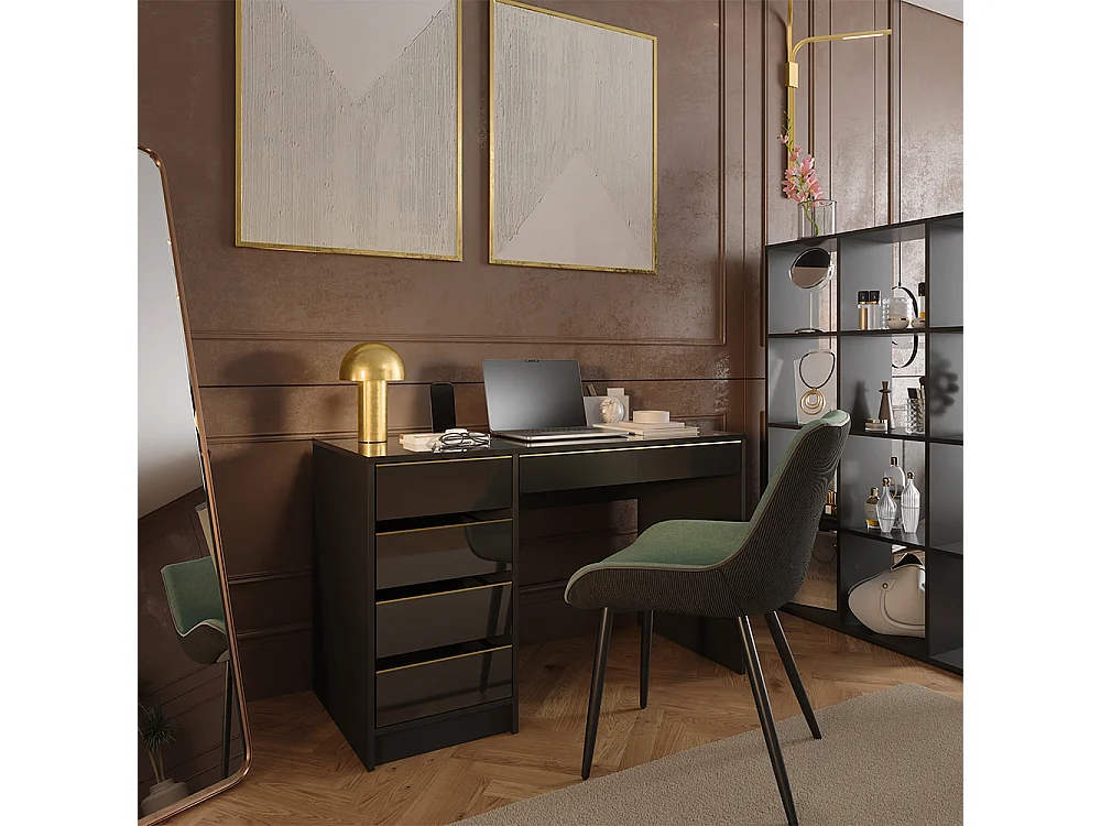 Secretária preto alto brilho 55x120x75 sherry