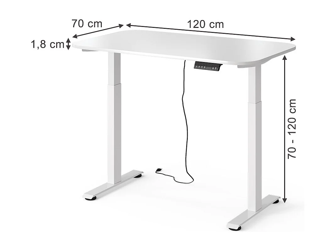 Bureau blanc 120x70x120 elevate