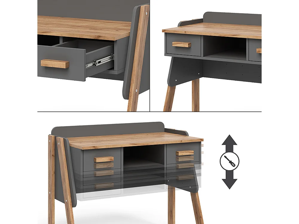 Schreibtisch grau/artisan 97x51x80 malia