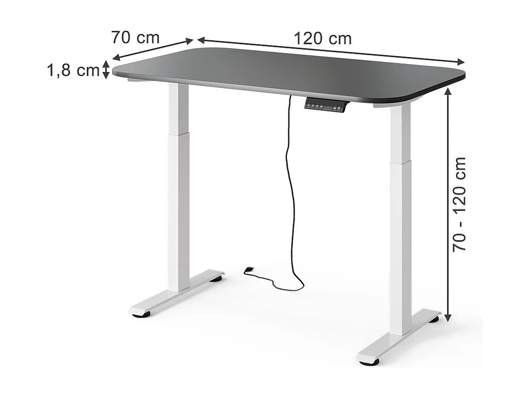 Bureau blanc/anthracite 120x70x120 elevate