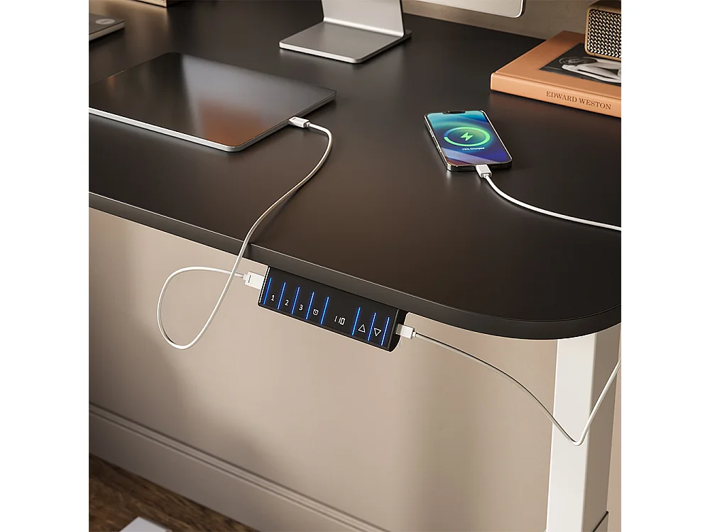 Bureau blanc/anthracite 120x70x120 elevate