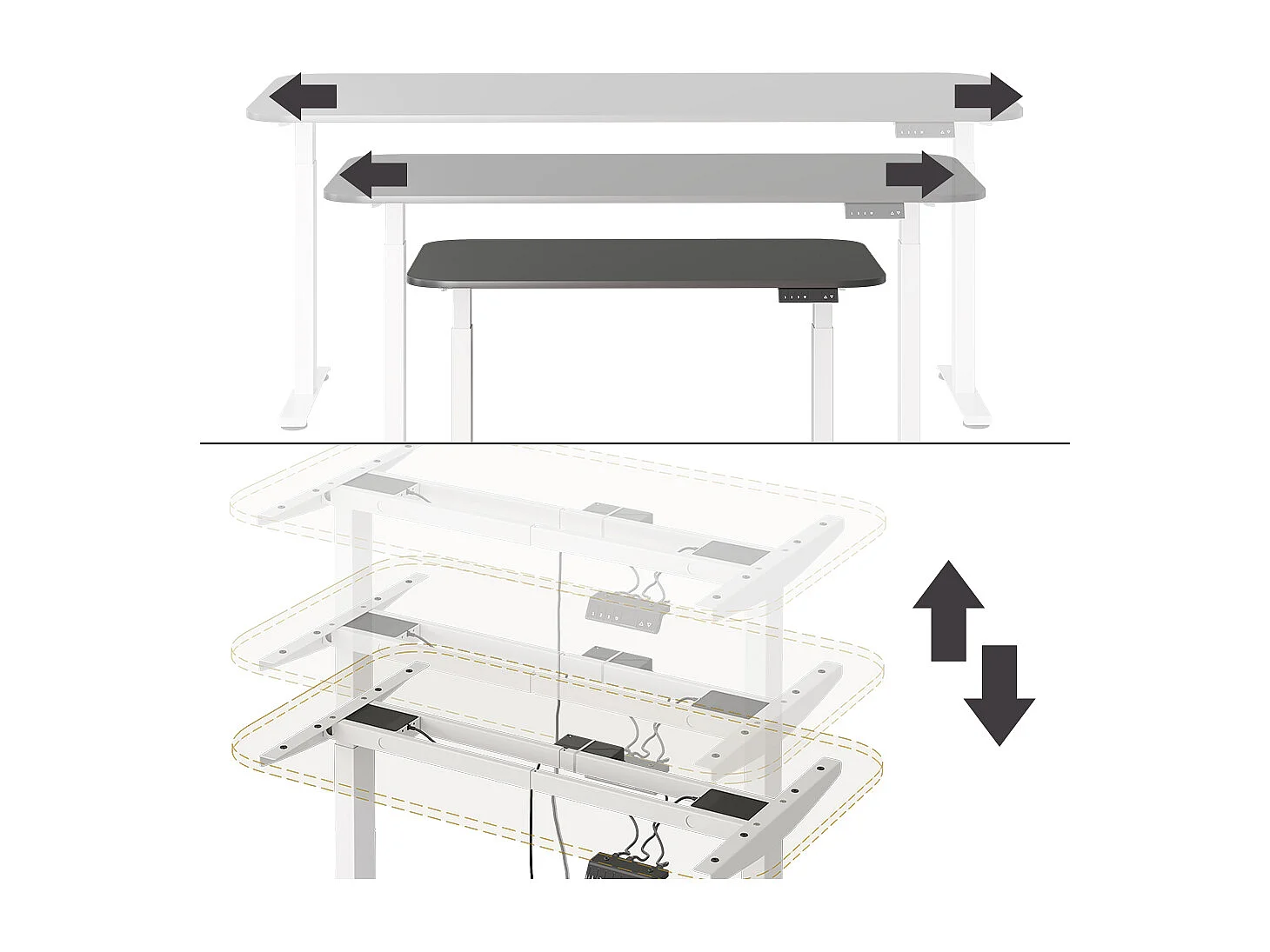 Bureau blanc/anthracite 120x70x120 elevate