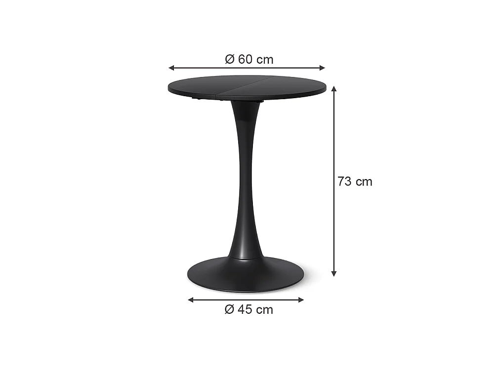 Table à manger noir 60x60x73 carl
