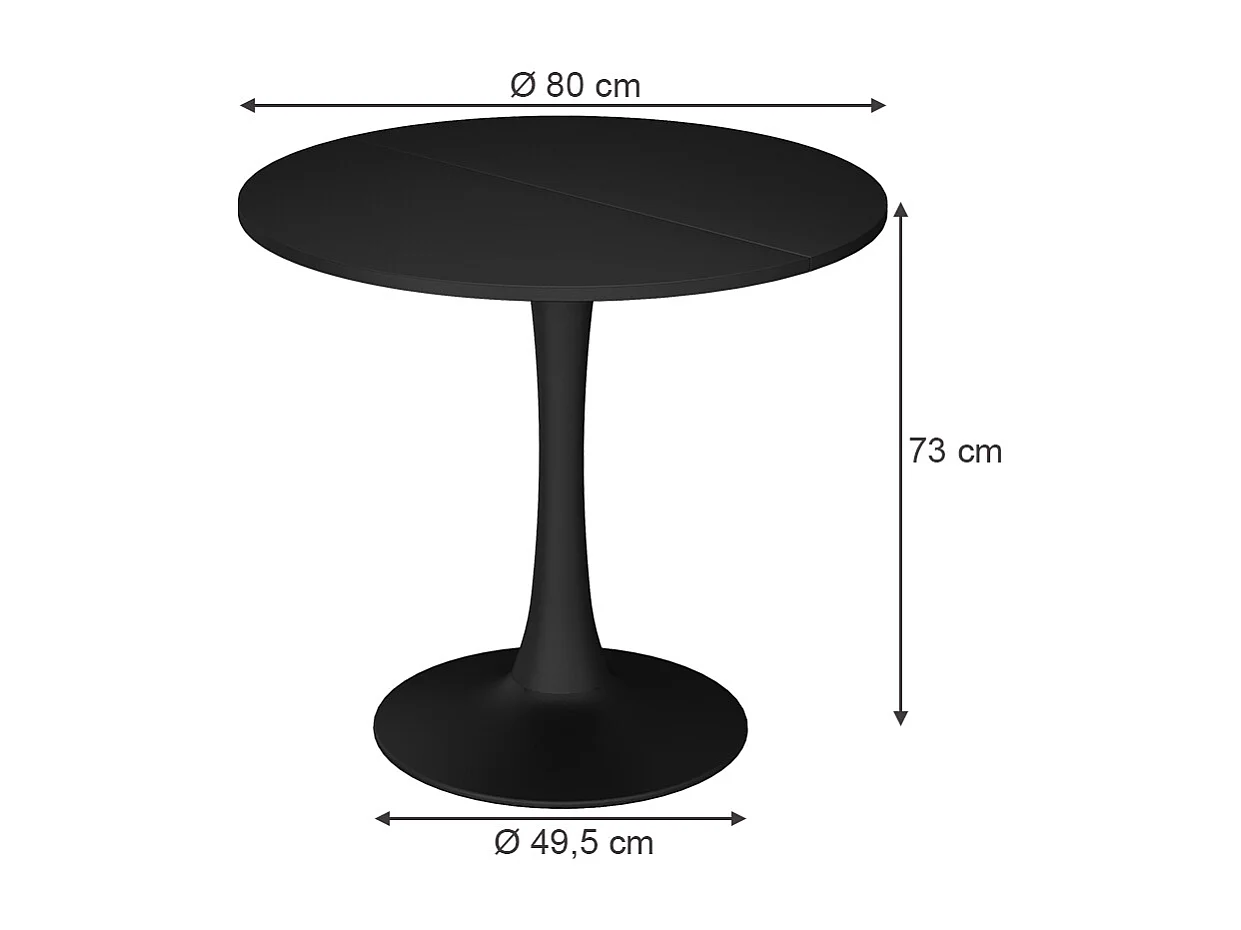 Spisebord sort 80x80x73 carl