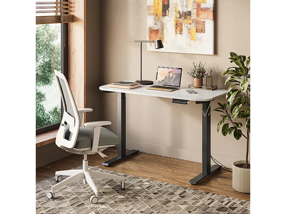 höhenverstellbarer elektrischer Schreibtisch schwarz/weiß 120x60x120 elevate