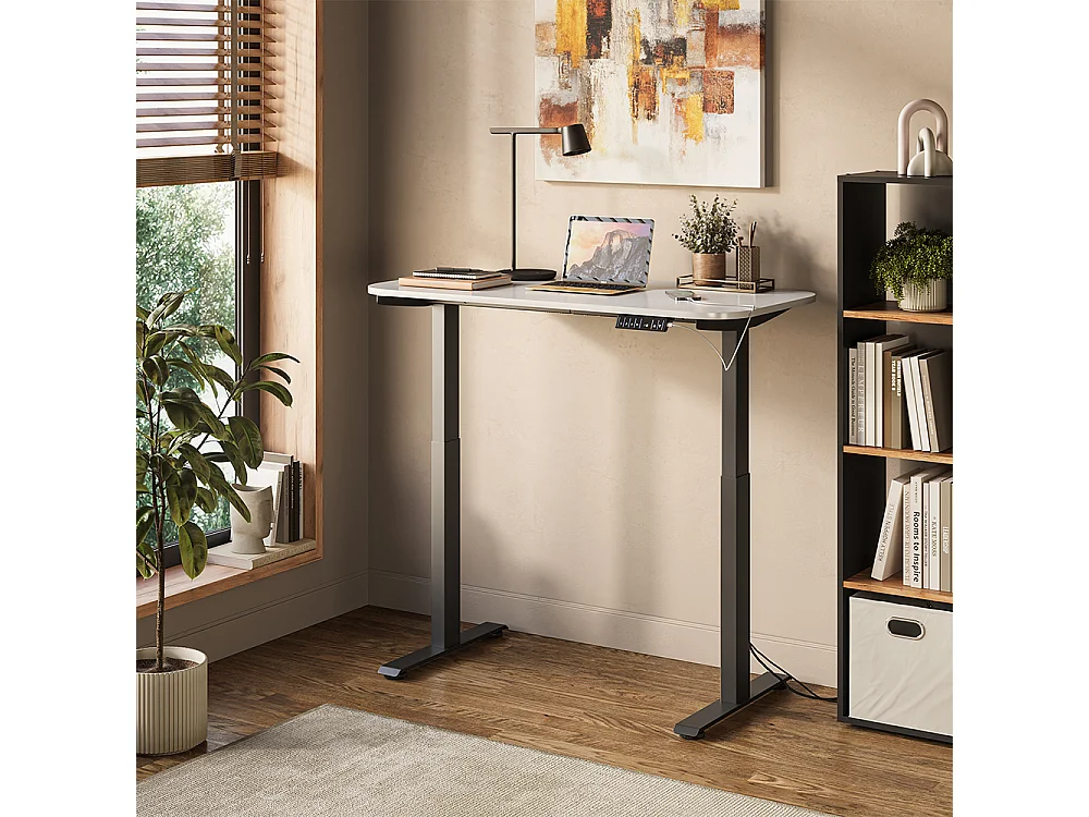 höhenverstellbarer elektrischer Schreibtisch schwarz/weiß 120x60x120 elevate