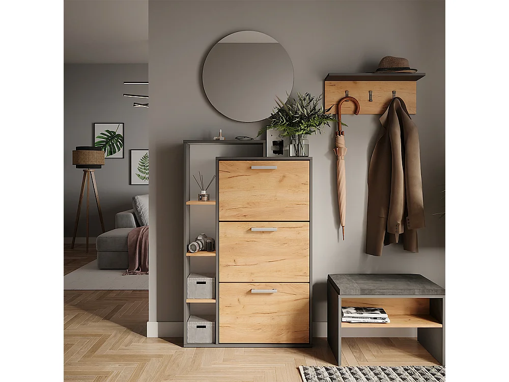 Schuhkipper goldkraft eiche/anthrazit 80x18.2x128.3 orlando