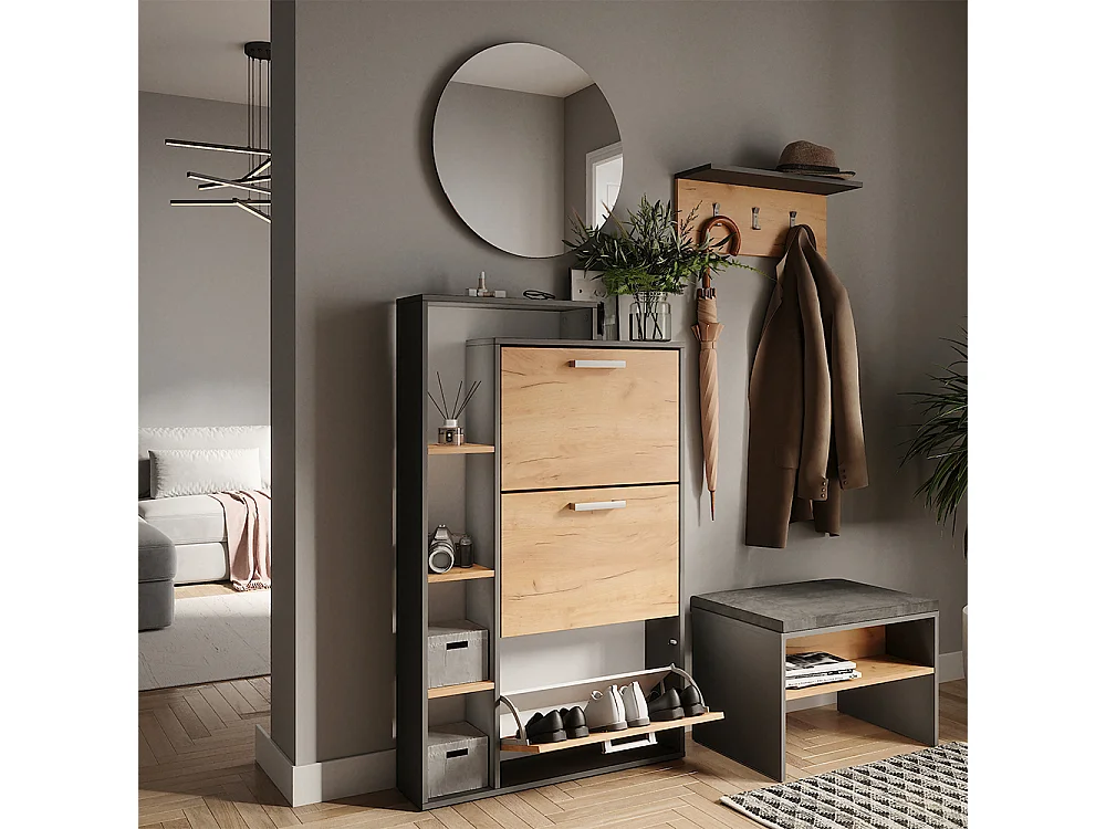 Schuhkipper goldkraft eiche/anthrazit 80x18.2x128.3 orlando