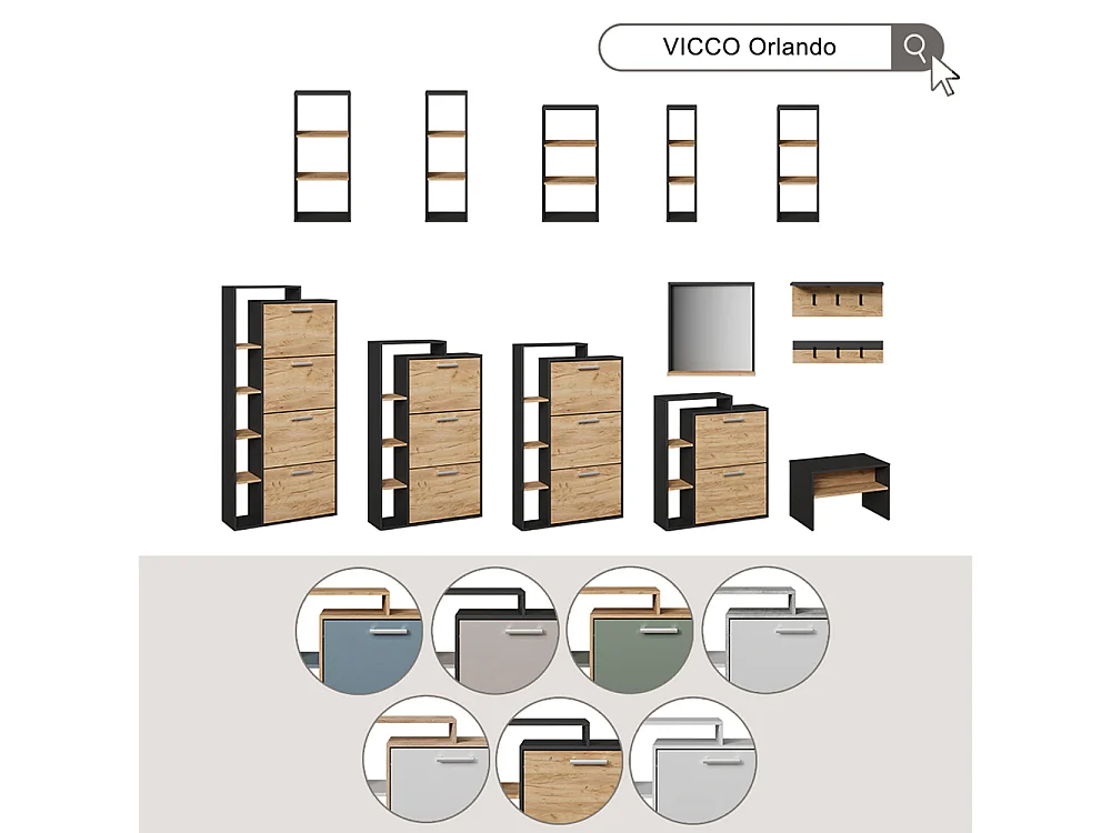 Schuhkipper goldkraft eiche/anthrazit 80x18.2x128.3 orlando