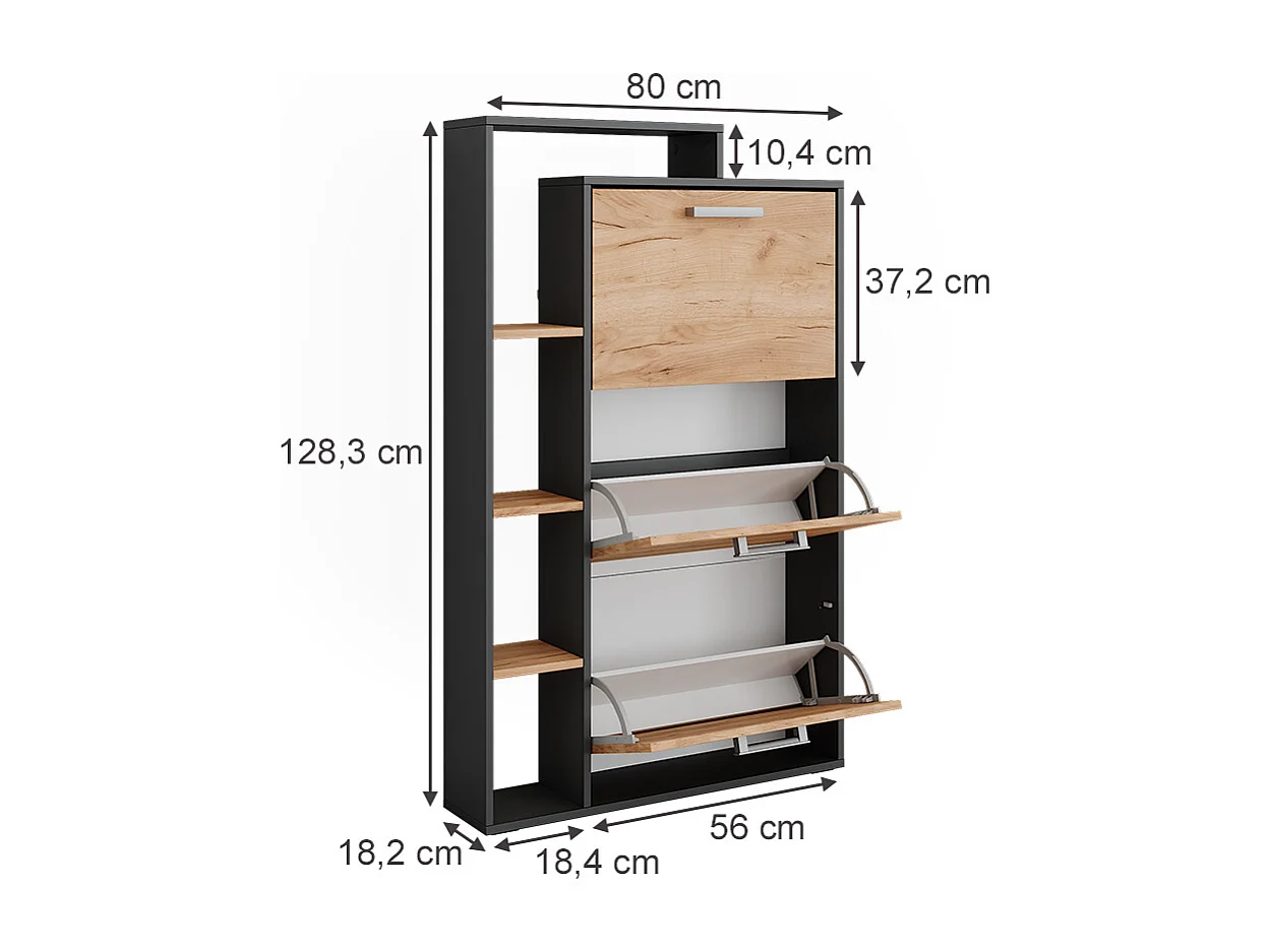 Shoe tipper gold power oak/anthracite 80x18.2x128.3 orlando
