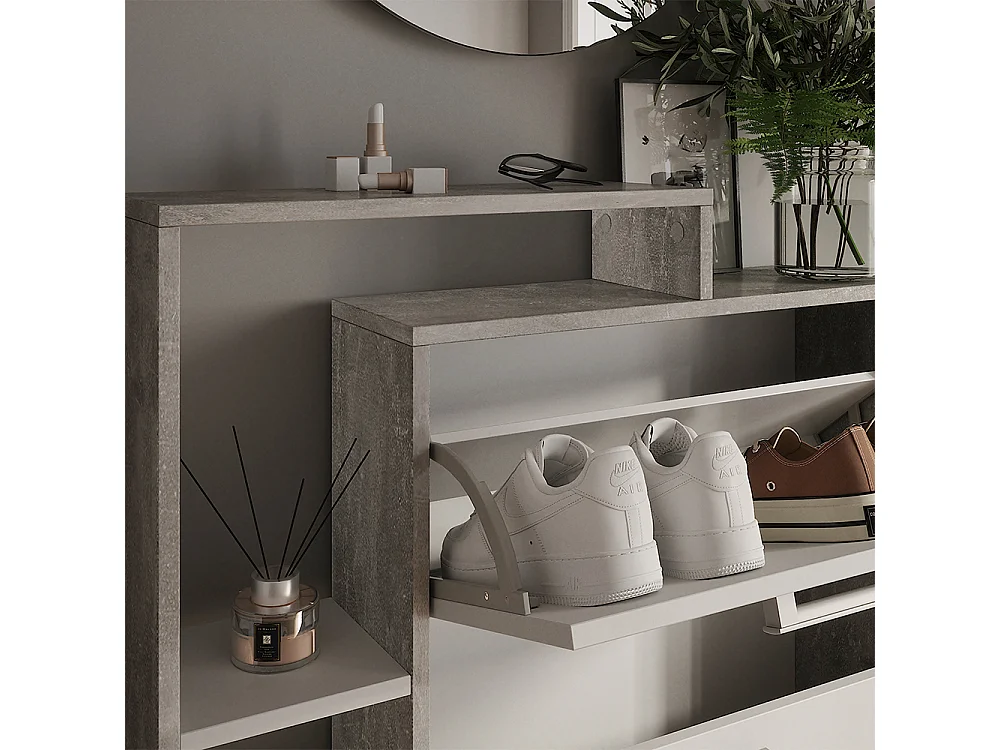 Schuhkipper weiß/beton 80x18.2x128.3 orlando