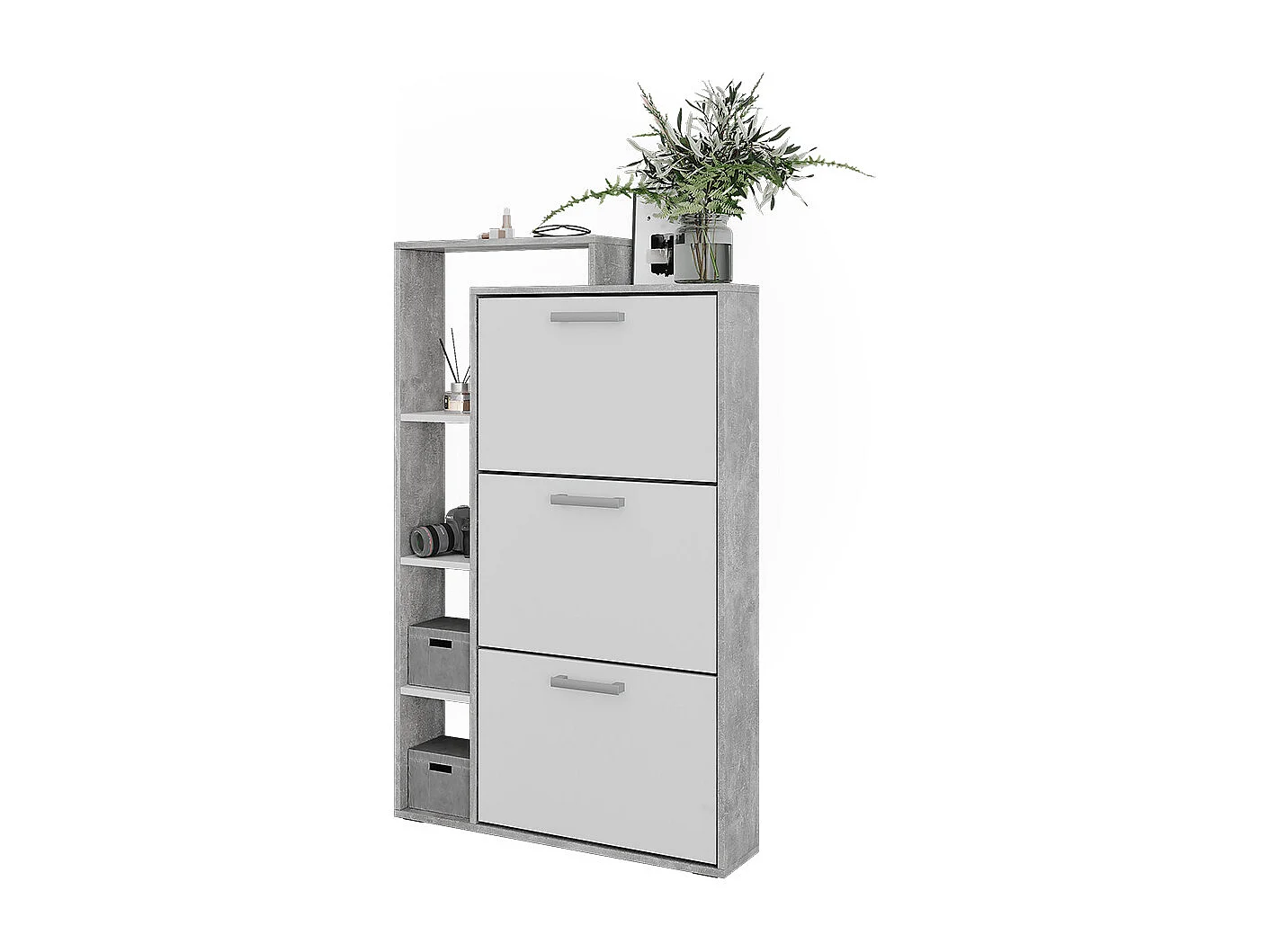 Schuhkipper weiß/beton 80x18.2x128.3 orlando