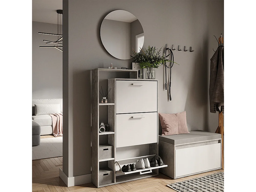 Schuhkipper weiß/beton 80x18.2x128.3 orlando