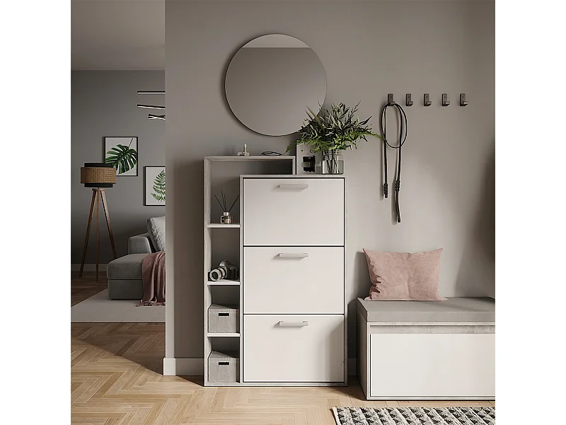 Schuhkipper weiß/beton 80x18.2x128.3 orlando