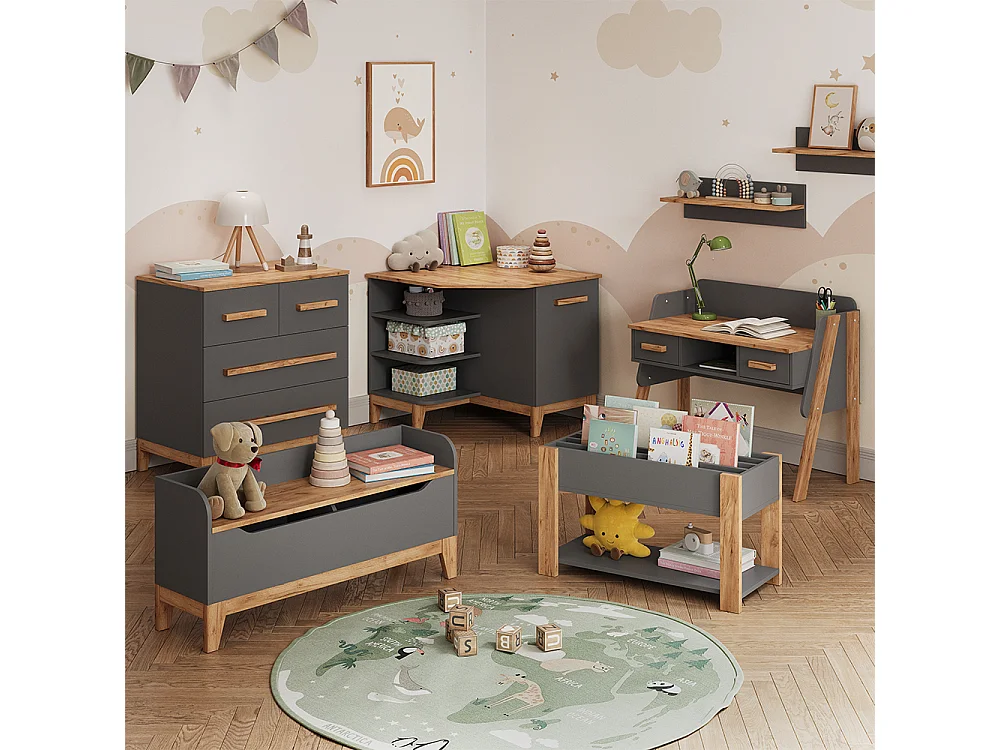 Kindersitzbank grau/artisan 107.2x30.6x63.8 malia
