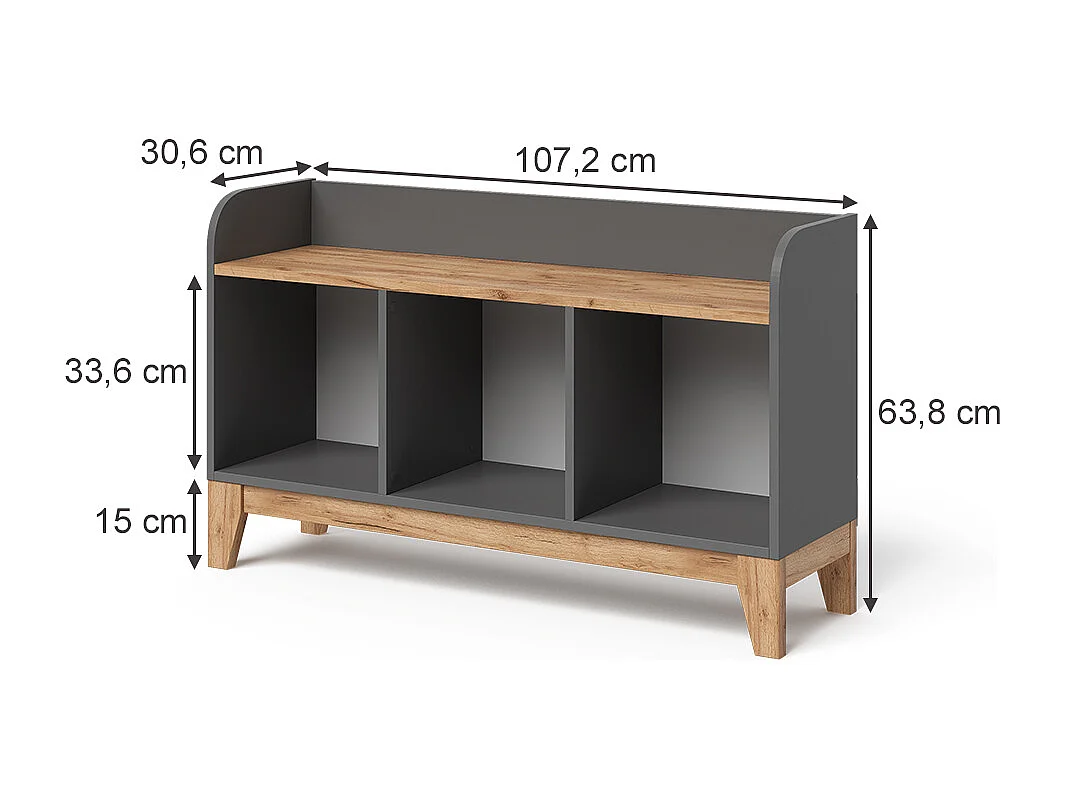 Barnbänk grå/artisan 107.2x30.6x63.8 malia