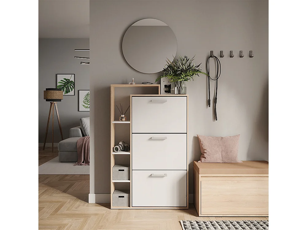 Schuhkipper weiß/sonoma 80x18.2x128.3 orlando