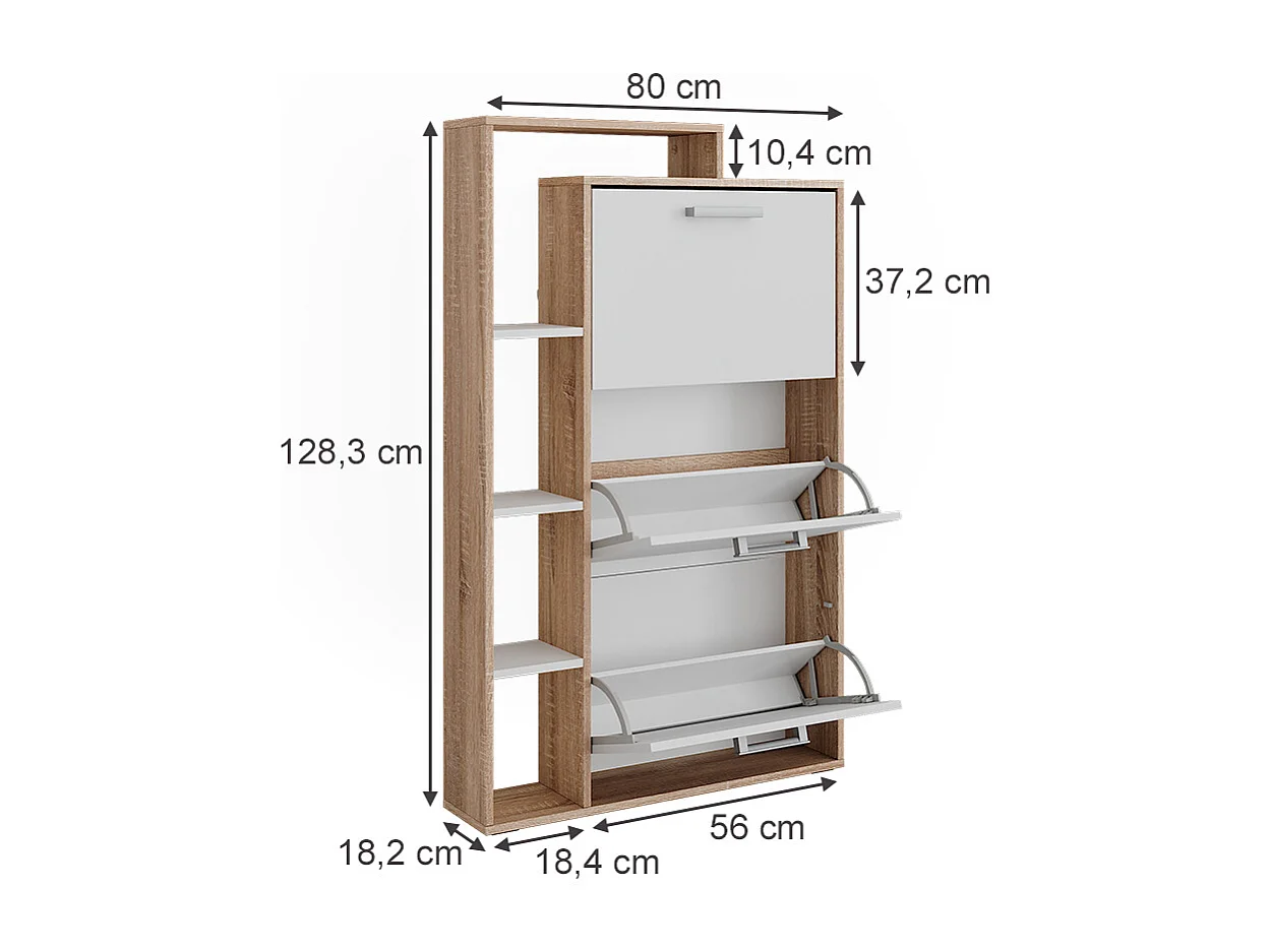 Schuhkipper weiß/sonoma 80x18.2x128.3 orlando