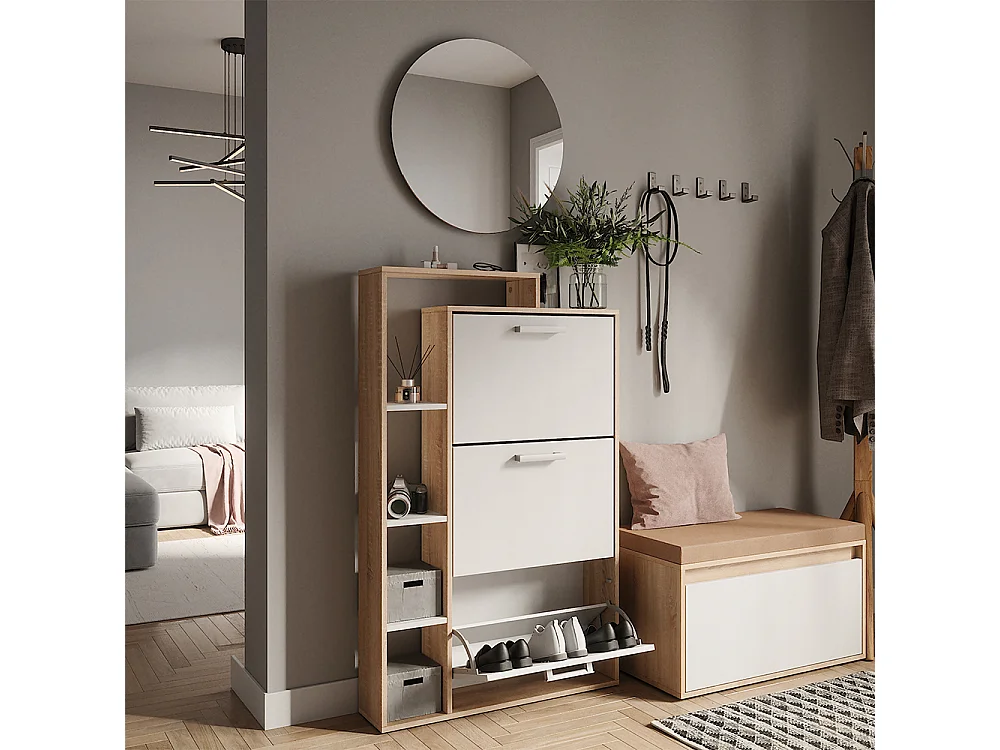 Schuhkipper weiß/sonoma 80x18.2x128.3 orlando