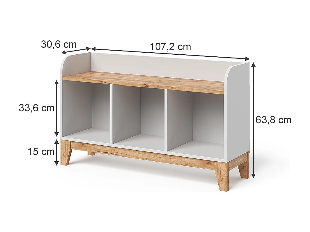 Barnbänk vit/hantverkare 107.2x30.6x63.8 malia