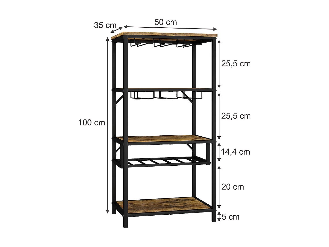 Weinregal eiche rustikal 50x35x100 vela
