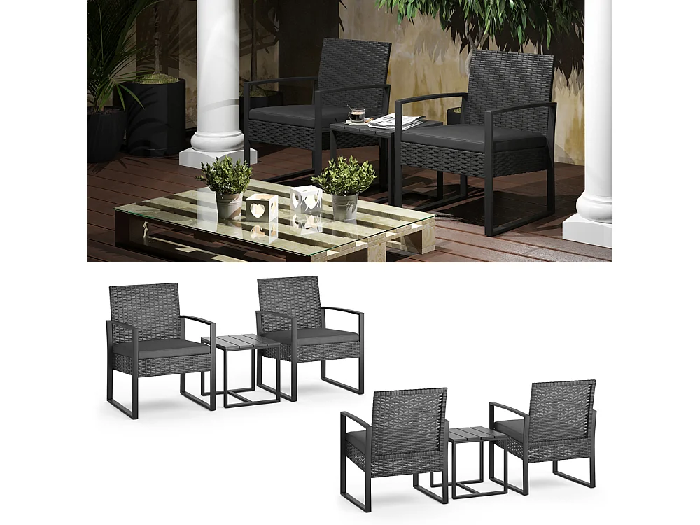 Tuinmeubelset antraciet 57x59.5x76