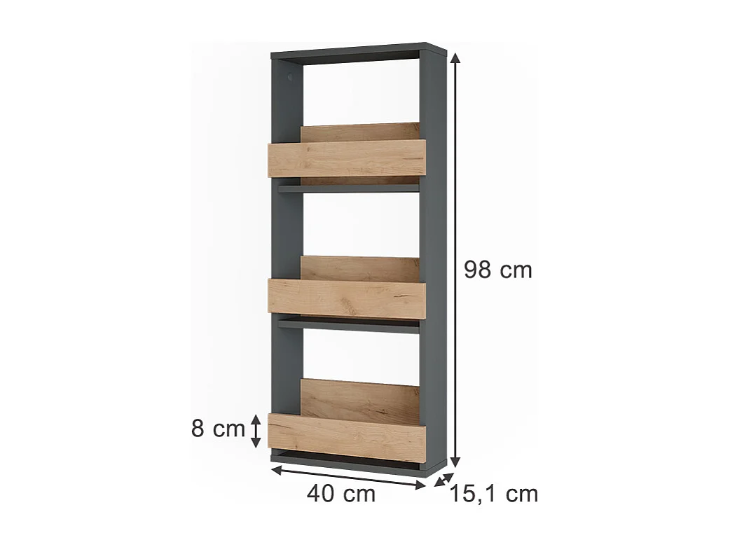 Væghylde guld power eg/antracit 40x15.1x98 repose