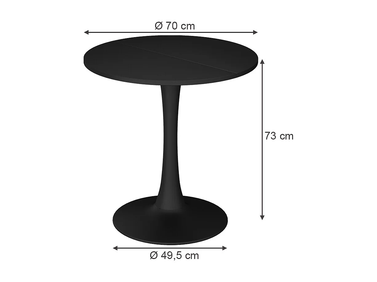 Table à manger noir 70x70x73 carl