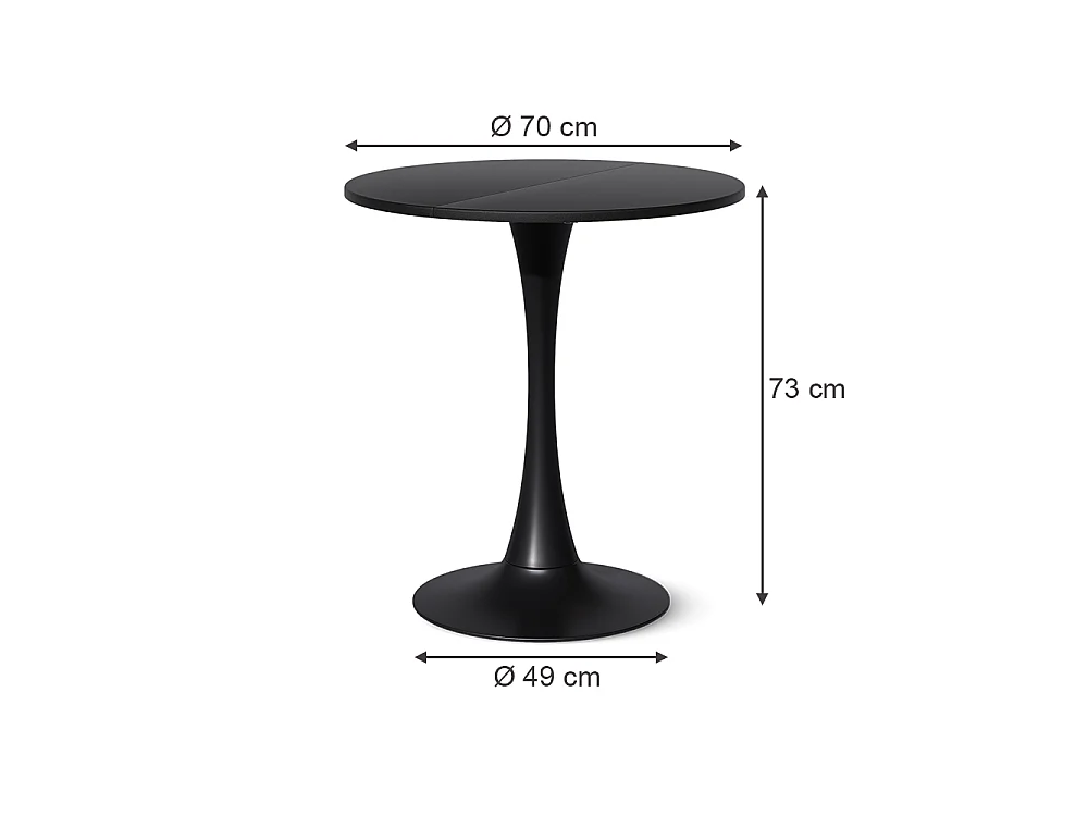 Table à manger noir 70x70x73 carl